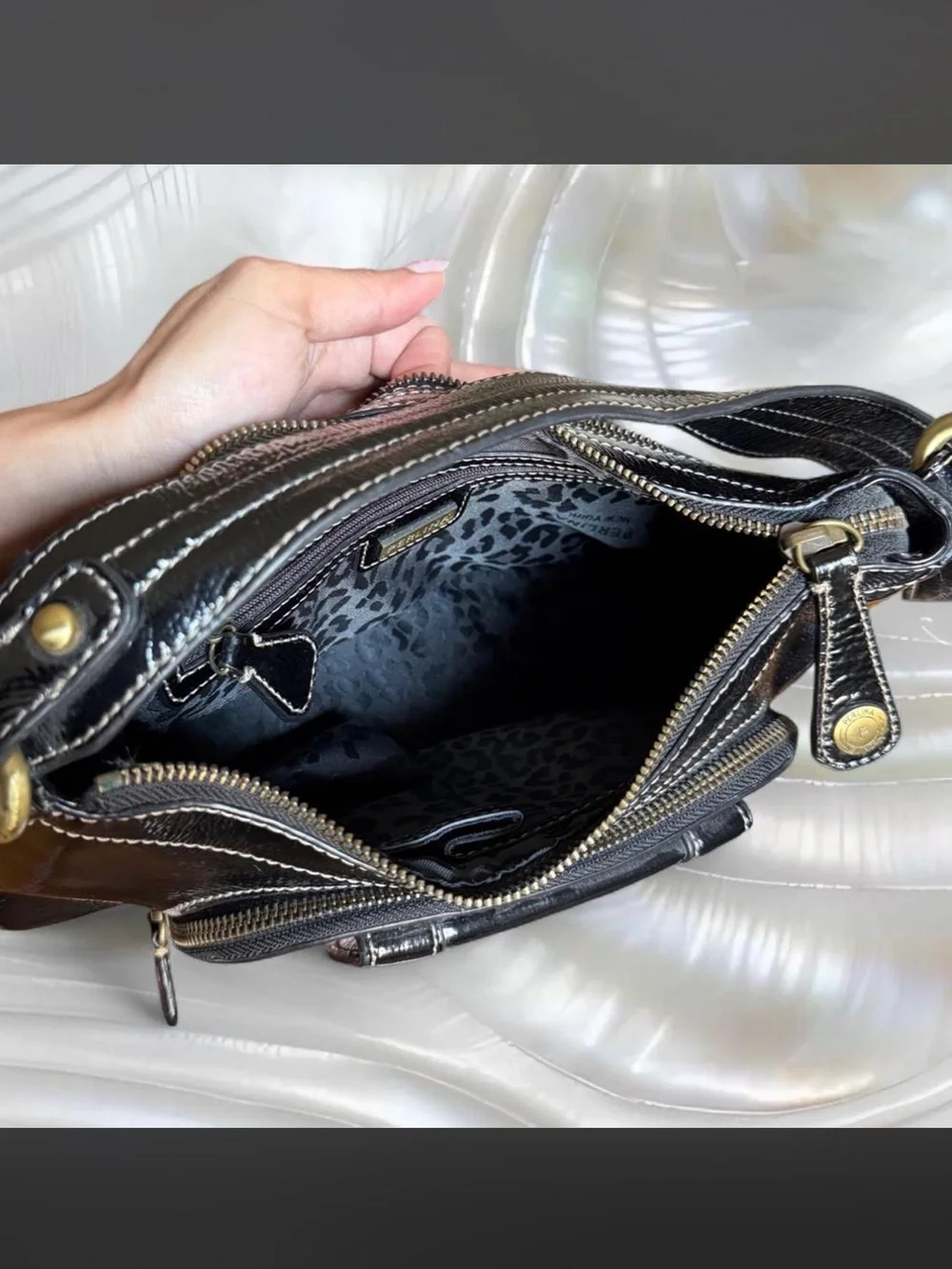 Vintage Perlina Leather Shoulder Purse